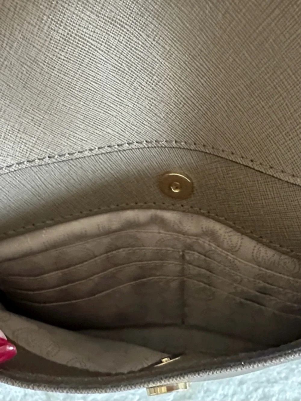 Michael Kors Taupe Saffiano Leather Tote with MK Charm
